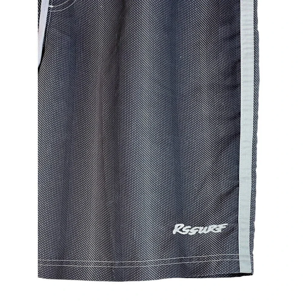 Raya Sun RS Surf Men's Swim Trunks Gray Black Drawstring Size 38 New with Tags